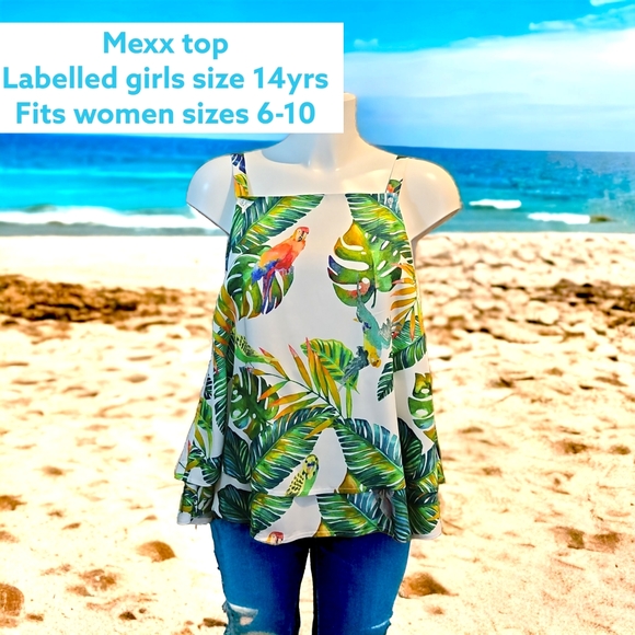 Mexx Tops - NWT Mexx tropical floral strap summer top, lined, viscose, 14 yrs fits UK 6-8-10